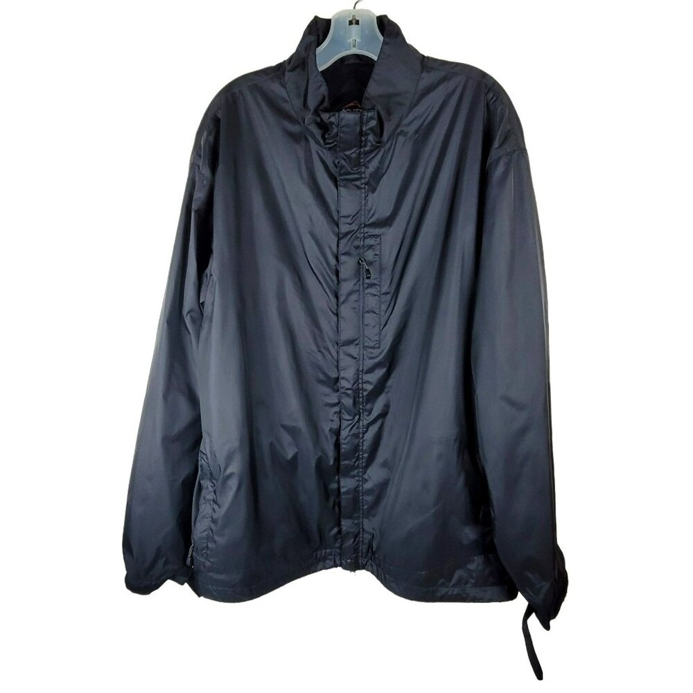 Mens Black Windbreaker Jacket Lightweight size XL Drawstring Waist JH1227